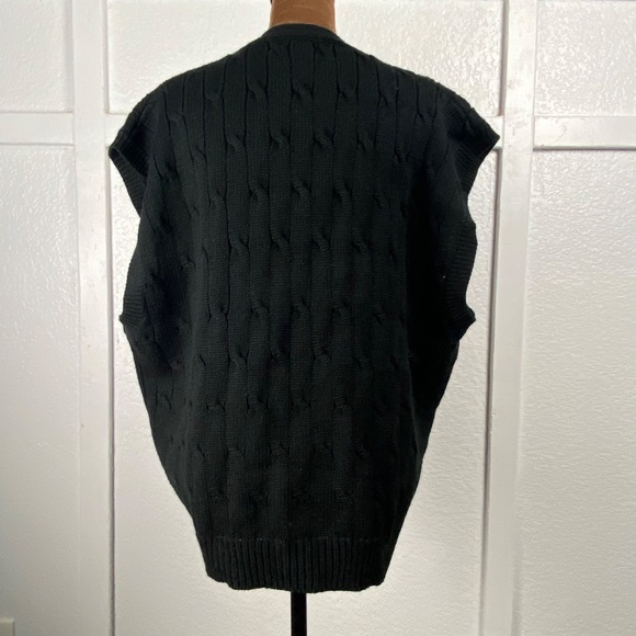 Leslie Fay Vintage Black Cable Knit Button Vest Women’s 2X Gold Button Classic - Picture 5 of 9